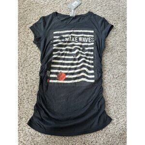 Bench Womens Ruched Side Short Sleeve Tee "Make Waves" Size Small Graphic Print